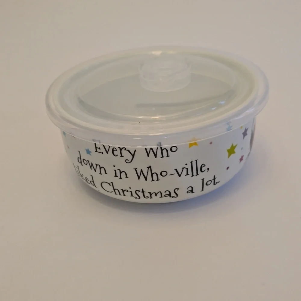 NWOT Dr. Seuss The Grinch Ceramic Food Container with Lid Christmas Holiday